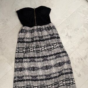 Windsor Elegant Black and White long Strapless Dress